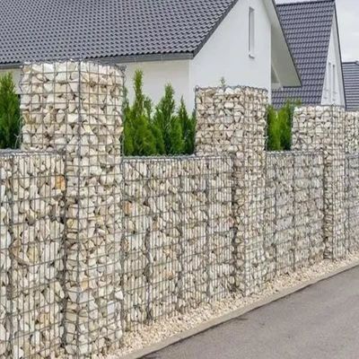 2.7mm Galvanizli Gabion Sepet Boyutu 2x1x1m 1.5x1x1m Hücre Boyutu ile 8x10cm Dokuma Gabion Mesh