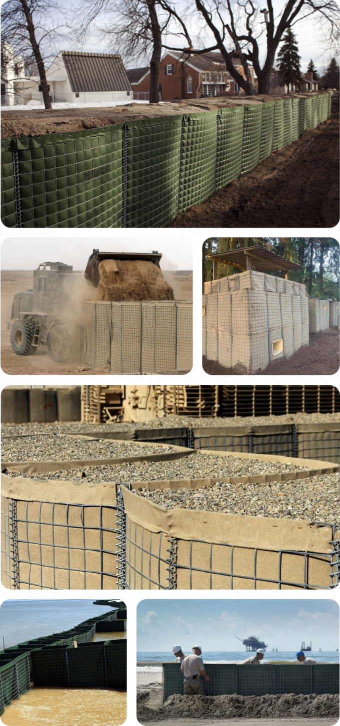 Ağır G&uuml;&ccedil;l&uuml; Mil1 Mil7 Hesco Bastion Barrier Kum Torbaları Altgen Delik 5